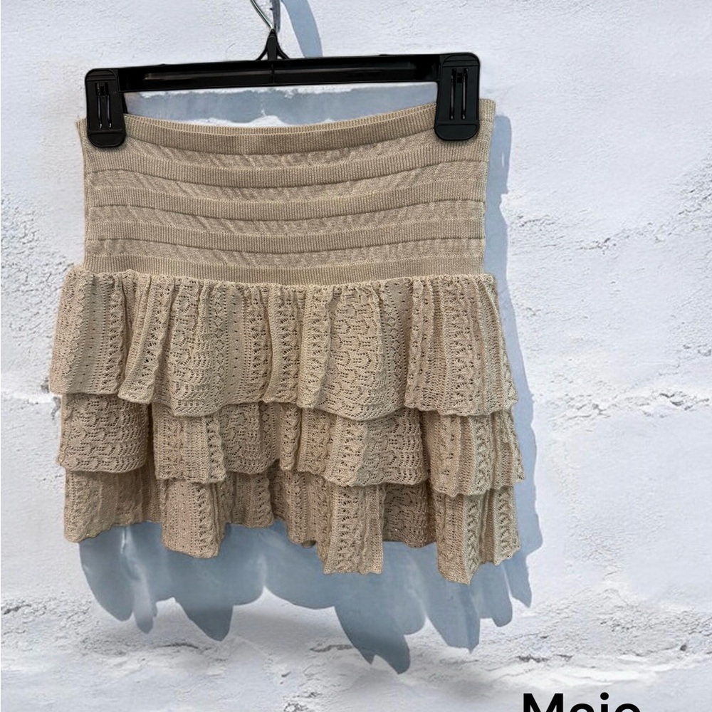 Maje sparkly knit ruffled miniskirt